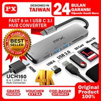 Gambar USB Hub Converter Type C Hub Adapter Laptop Macbook Ipad Tablet Type C 3.1 to HDMI 4K USB 3.0 Memory Card SD Card Micro SD up to 1TB 6 Port 6 in 1 PX UCH160 dari PX Official Store Kota Administrasi Jakarta Utara 1 Tokopedia