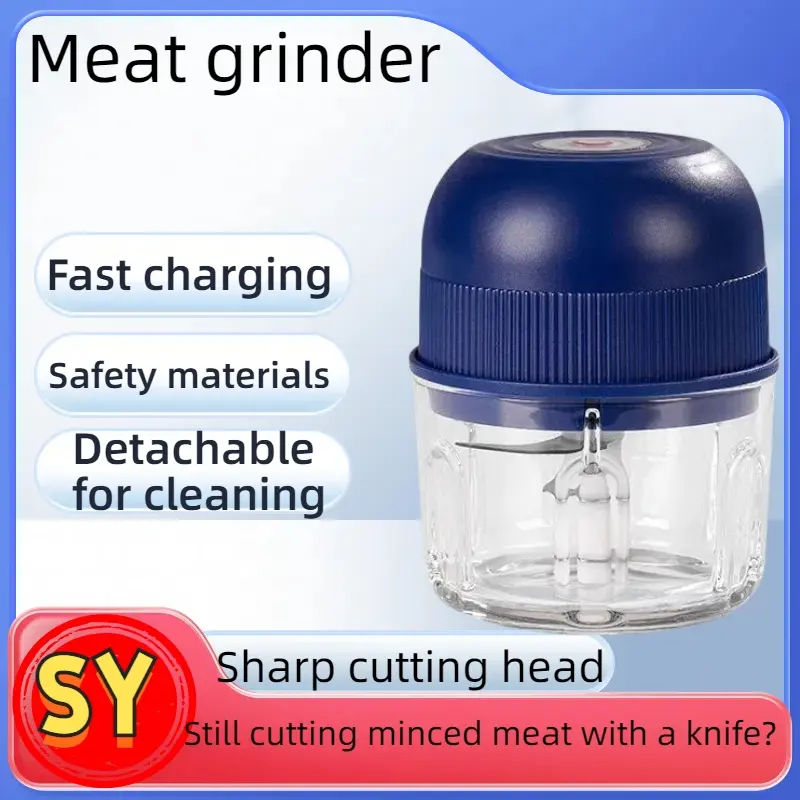 Powerful household kitchen garlic beater, electric and convenient, one-button crushed garlic, multi-function cooking helper, crushed onion, ginger and pepper in seconds, compact and easy to store