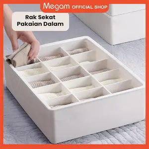 Megam Kotak Penyimpanan Pakaian Dalam Underwear Storage Box Plastik Container Box Kaos Kaki Serbaguna Produk Lokal Made in Indonesia HSB181