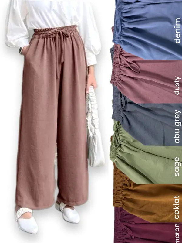 celana kulot wanita cringkle airflow terbaru-celana kulot cringkle panjang size M L XL Crinkle Serut Karet Nyaman 0