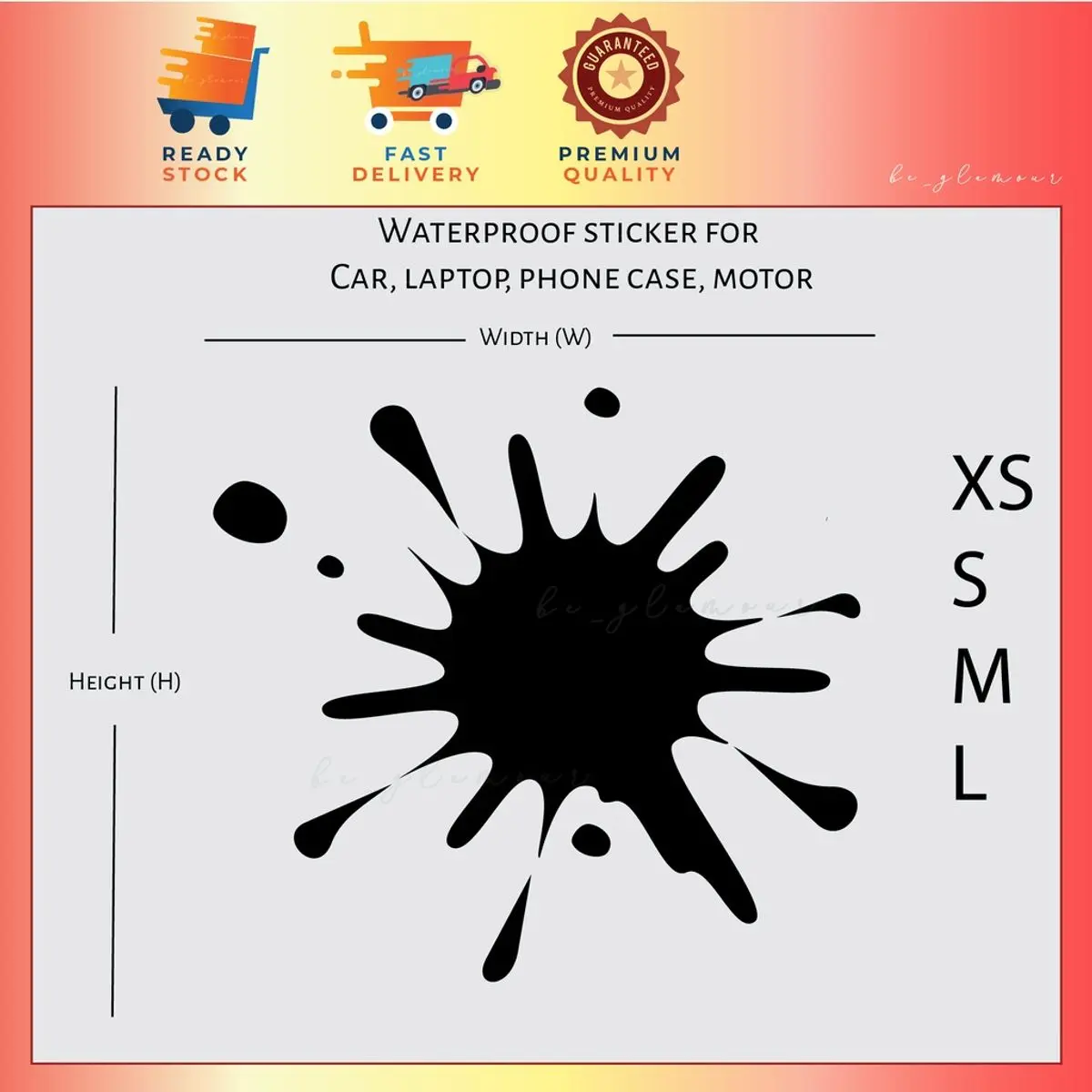[FREE GIFT] Water SPLASH Sticker Kereta Waterproof kalis air Car Motor Laptop Helmet Vinyl Decal Accessories Automotive Motorcycle