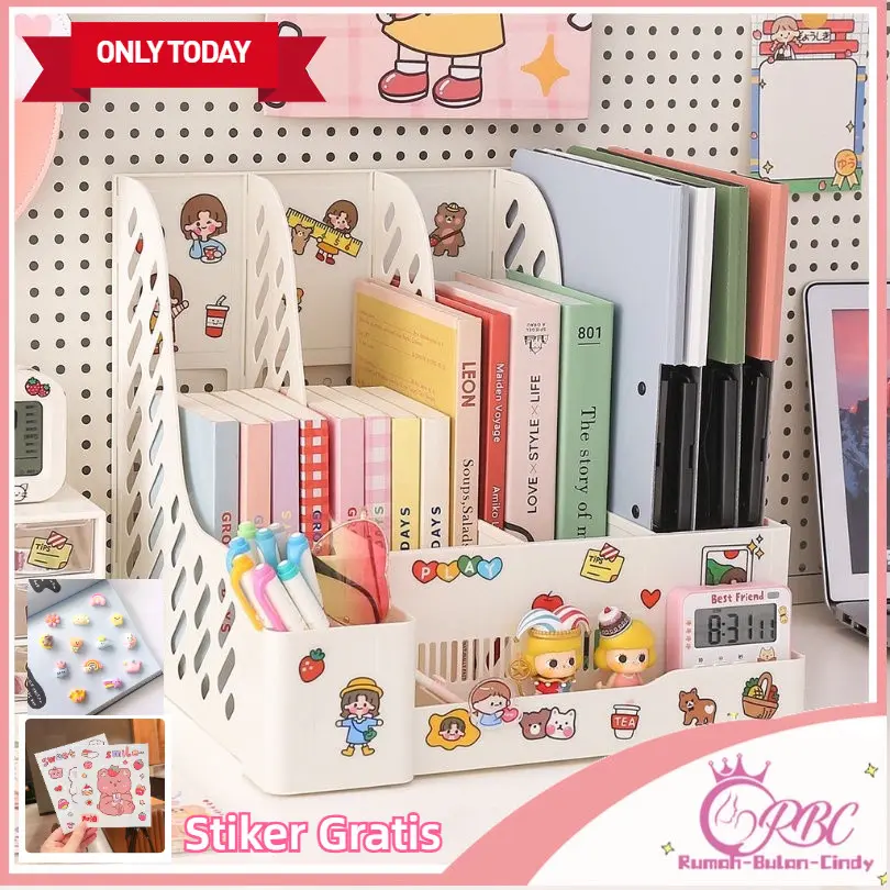 [COD] R.B.C Rak Buku + stiker - Rak Penyimpanan desktop organizer file organizer Box File Rak pena / Organizer File / Buku Bahan Plastik Tebal Untuk Meja Kantor