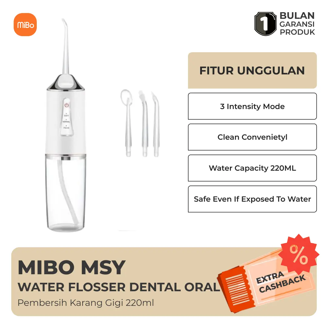 MIBO MSY Water Flosser Dental Oral Irrigator Pembersih Karang Gigi 220ml