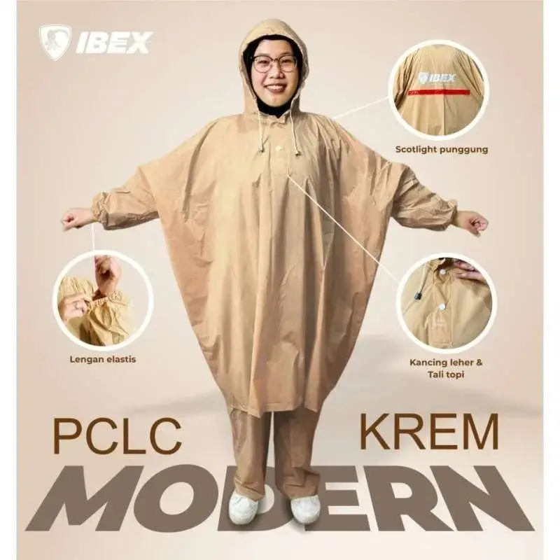 Ibex Jas Hujan Ponco Lengan Celana Dewasa Unisex Jumbo  Big Size Modern