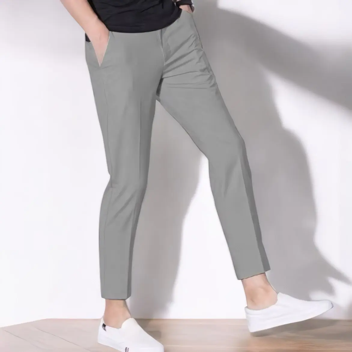 SEKAWANES | Celana Ankle Pants | Celana Premium | Celana Casual | Celana Santai | Celana Hangout panjang 95cm Fit Nyaman Kerja Formal Pria Slimfit Kain Kantor Semi Hitam
