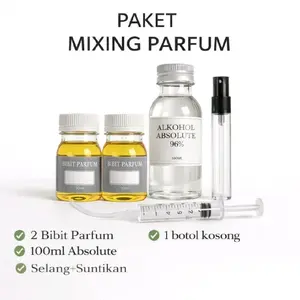 Paket Racik Parfum Mixing lengkap 2 bibit parfum + pelarut parfum+botol kosong+suntikan selang