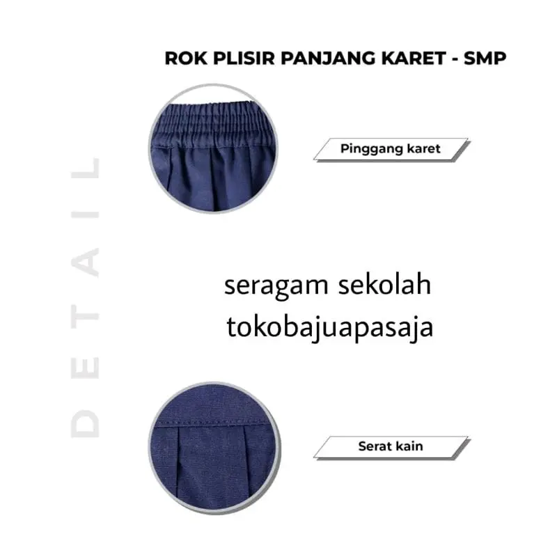 Rok Plisir Panjang SMP Rok Plisket SMP Rok Biru SMP Rok Wiru SMP Seragam Sekolah SMP Anak 1