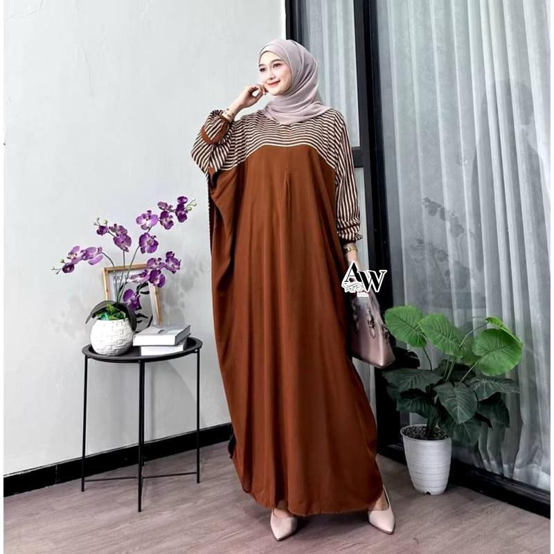 Kaftan Miska by Daster Qu - Gamis Kaftan Lebaran Motif Batik Salur Encim Home Dress Kaftan Rayon 5