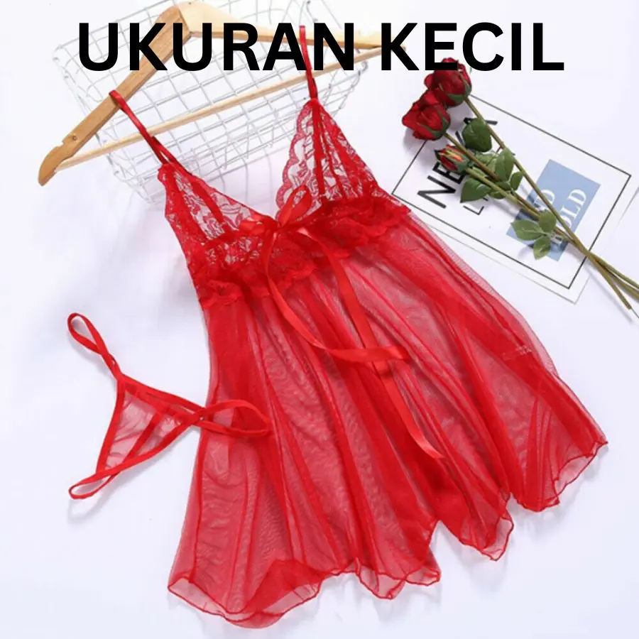 DIVA {UKURAN KECIL} Lingerie Set  Baju tidur wanita  + CD Wanita Transparan Lace Dres 1086