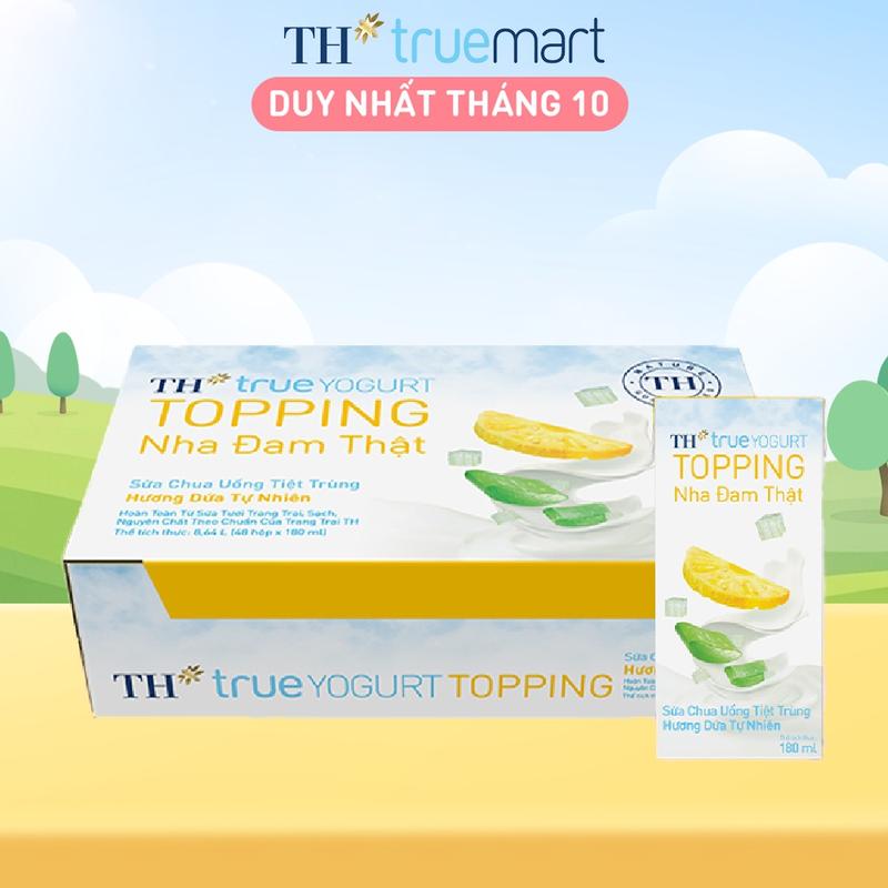 Thùng 48 hộp Sữa chua uống tiệt trùng Hương Dứa Tự Nhiên TH true YOGURT TOPPING 180 ml x48
