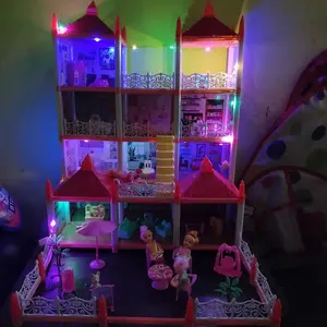 Mainan Princess Villa Castle Besar 61cm Rumah Rumahan Anak Perempuan Lengkap Perabot Rumah Dengan Lampu Hadiah Led