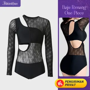 BikiniQue Baju Renang Renda/Lengan Panjang Berongga/One-Piece/Perlindungan Sinar UV