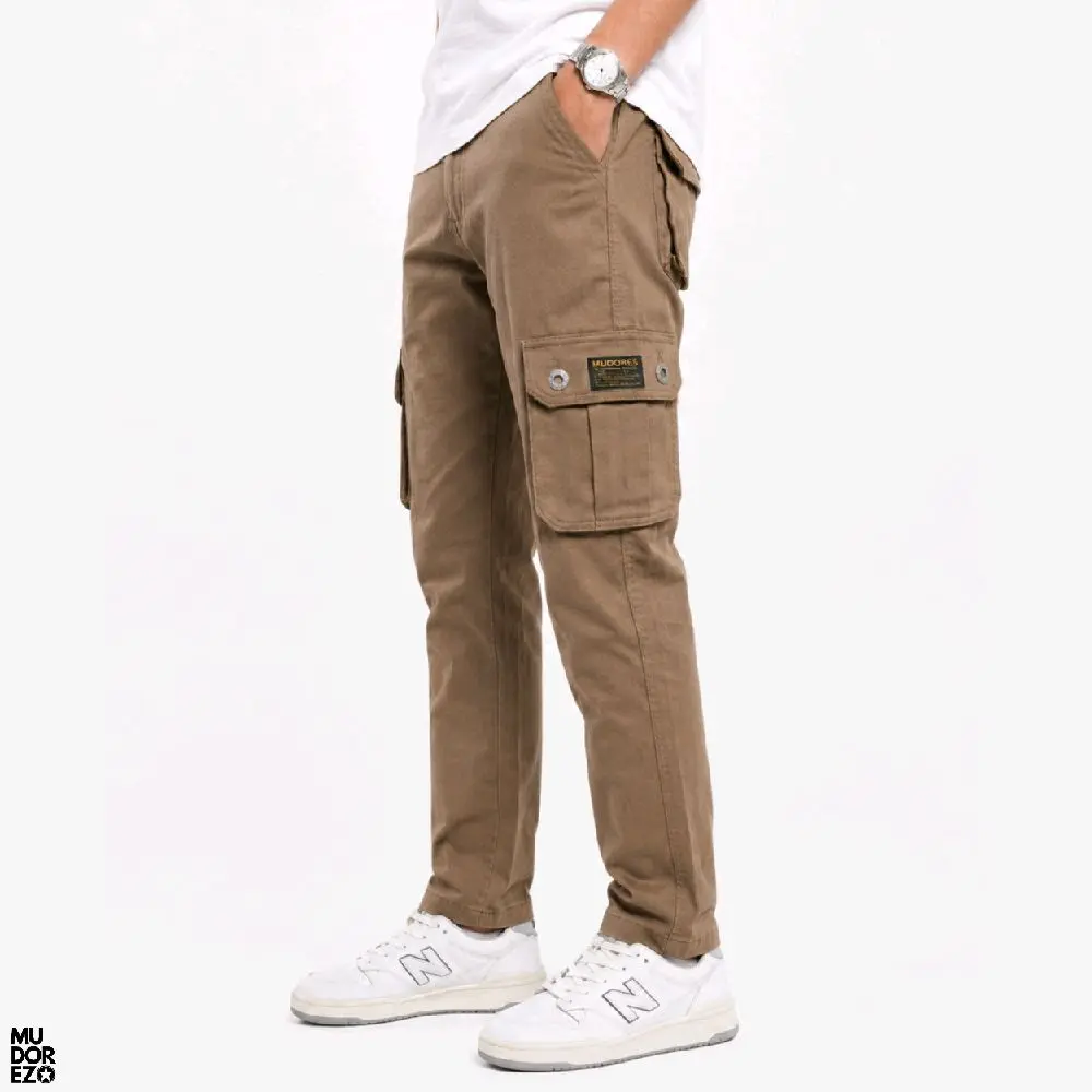 Mudorez Long Cargo Pants Slim Straight | Mocha Brown