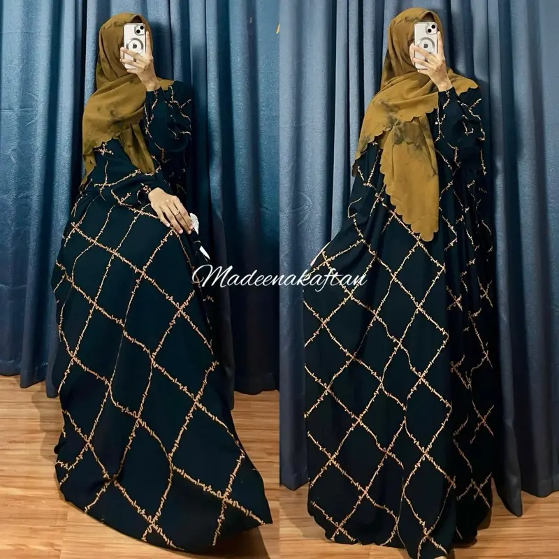 Kaftan Maimunah Terbaru Rayon Jumbo Adem Nyaman Tebal Busui Gamis Cantik Wanita Muslim Mewah Elegan Murah Dress Remaja Dewasa Syari Motif Panjang Kondangan Lebaran Formal Hitam 6