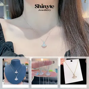 Shinyte & Kalung Premium Wanita dengan Butiran Zircon Import Aksesoris Fashion Mewah, Anti Luntur, Berkilau Seperti Berlian H03-303
