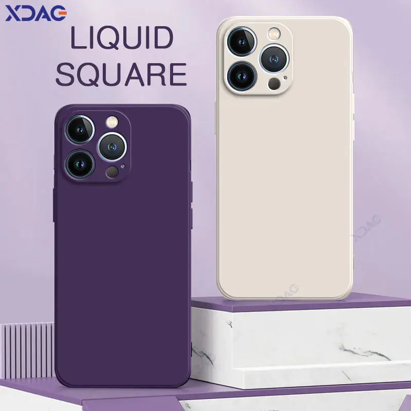 Case Silicone Macaron Square Iphone 13 14 15 Pro Max Plus Casing Soft TPU 3