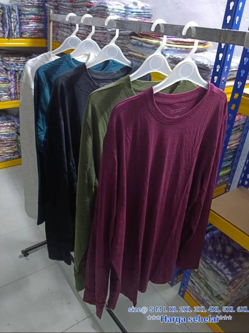 Product Introduction of (Size@ S-6XL) Lengan Panjang Plain/Kosong  Ready Stock Long Sleev 100% Cotton ****Color Black, Maroon, light Gray,Hijau, Aegean**** Long Sleev Kosong 1