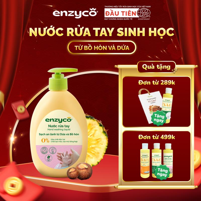 Nước Rửa Tay Sinh Học ENZYCO 465ml Hương Tinh Dầu Quýt Kháng Khuẩn Lành Tính Cho Bé & Dịu Nhẹ Cho Da Tay - Cùng Enzyco Dọn Nhà An Toàn - Đón Tết An Lành