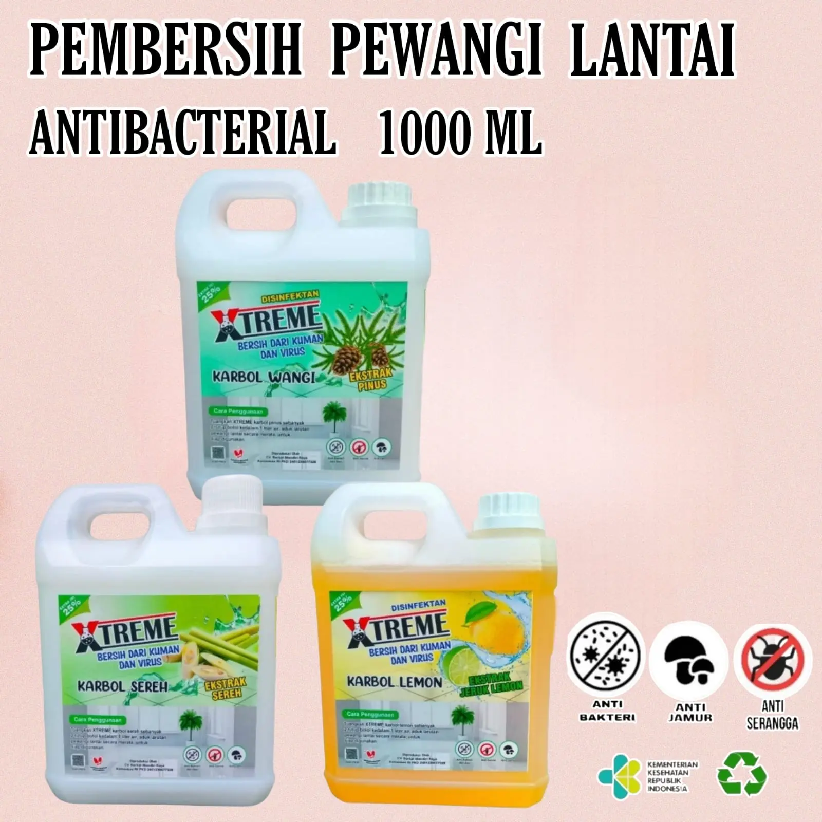 Pembersih Lantai 1 Liter Pembersih dan Pewangi Lantai Anti Bacterial Super Wangi