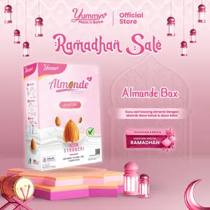 ALMONDE BOX Stroberi - Susu Almond Kaya Asam Folat - Nutrisi Lengkap | Minuman Sehat Rendah Gula