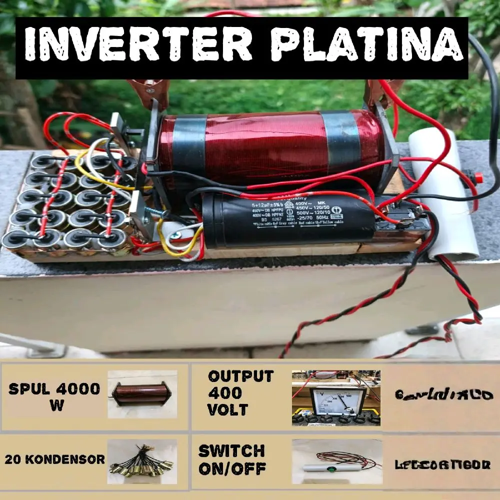 Platina Inverter 5500W 20 Kondensor Spek Jumbo Irit Aki COD Spul 5000W Output 400 Volt Switch On/Off