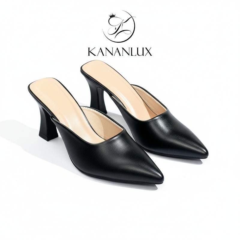  Giày xục gót cao 7p và 5p  da lì cao 7p có 2 màu đen và kem size từ 35 đến 42 