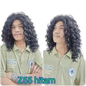 Z 55 Wig Pria Gondrong Kriting Rambut Palsu Style Korea Panjang