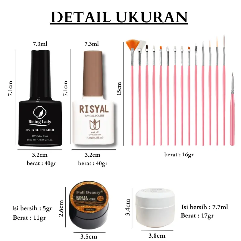 MSY SET NAIL ART LENGKAP 31IN1/33IN1/60IN1/SET KUTEK GEL NAIL POLISH UV/UNTUK NAIL ART PEMULA 7
