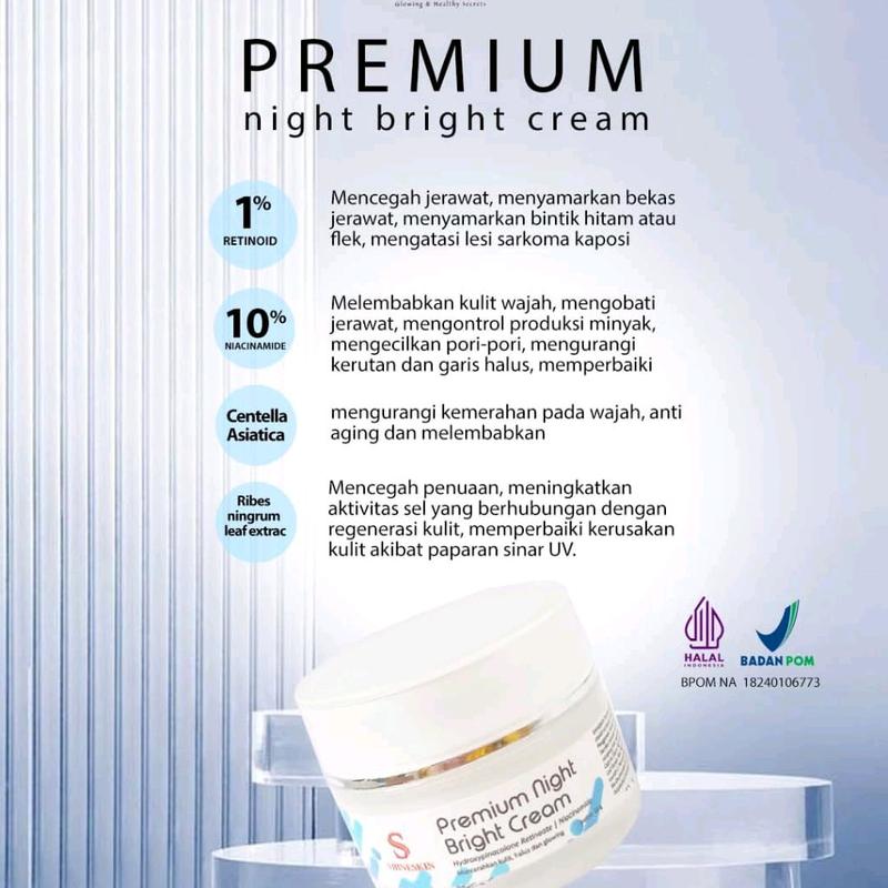 Shineskin Premium night brightening cream Mencerahkan  Wajah Niacinamide 5