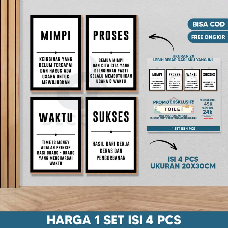 Hiasan Dinding Kata Kata Motivasi Satu Set Ukuran Jumbo - Decorin 0