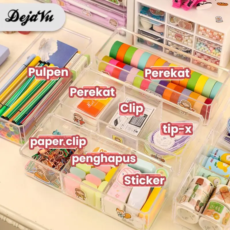Dejavu Rak Kosmetik Acrylic Kapas Kotak Make Up Tempat Kosmetik Penyimpanan Brush Lipstik HRM317 6