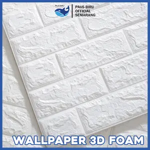 Paus Biru - Wallpaper Dinding Foam Timbul 3D Motif Bata Classic Brick 70x38cm - Wallfoam Dinding Kamar Aesthetic Kertas Stiker Wallpaper Tembok Teras Depan Rumah Batu