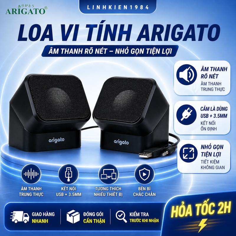 Loa Vi tính Mini 2.0 Arigato 809 Xoay 360 Âm Thanh Ấm, Thay đổi được hình dạng. Âm Bass Trầm