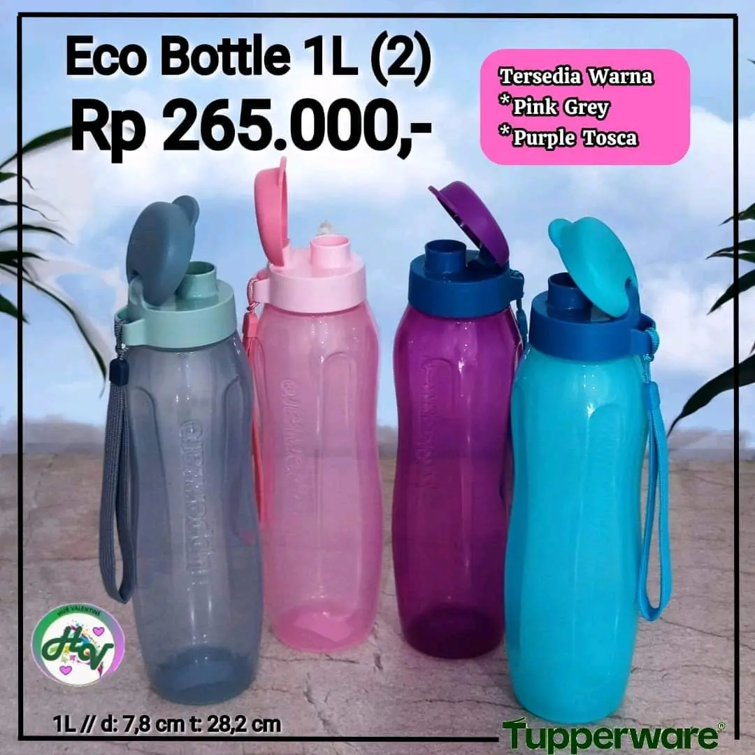 Botol Minum Tupperware Eco 1 L - Pilihan Warna Ungu dan Biru - Bottles
