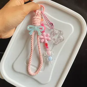 Bagcharm Aestetik Variasi Warna Panjang 12-15cm dengan Hiasan Bunga dan Pita