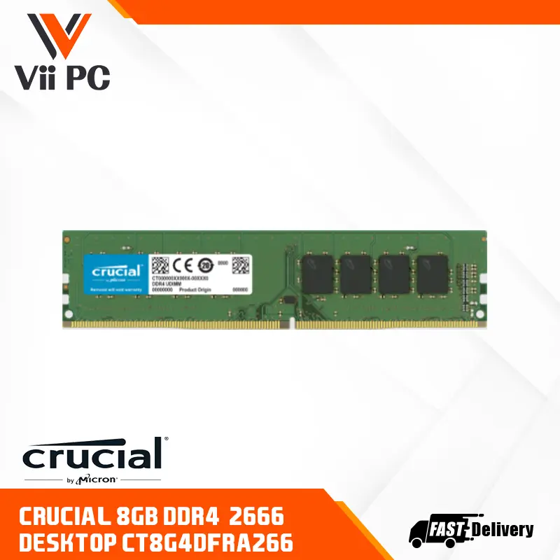 Crucial 8GB DDR4 -2666MHz CL19 1.2V Non-ECC DIMM Desktop Memory - CT8G4DFRA266
