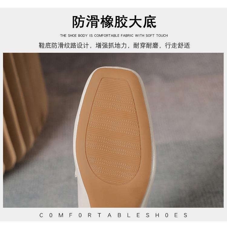 Product Introduction of Lefu shoes, white leather shoes, fashionable design, new high heels, square toe, thick heel shoes 10