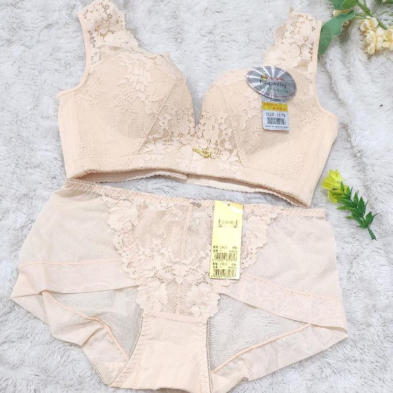 [ isi 3pcs randoom ] Bra Wanita Set+CD Bra Tanpa Kawat Size 32-36 Cup A to B Bra Penekan Lemak set 1357 2