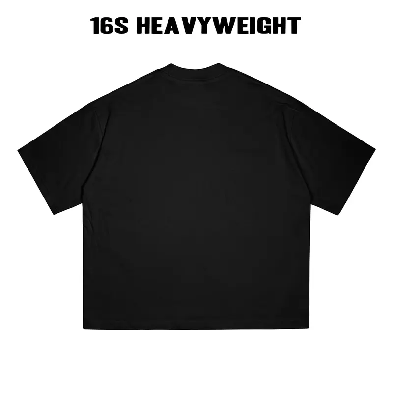 Wush Club 16S Boxy Fit Heavyweight Tee Baju Kaos Distro Pria Wanita Oversize Cotton Combad Polos Basic Hitam 1