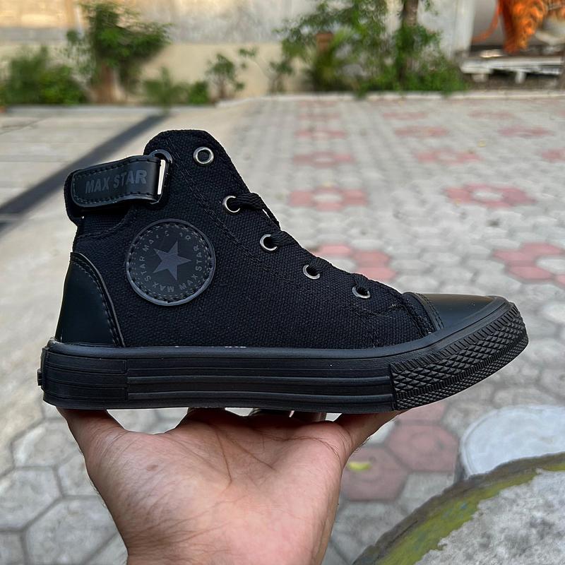 MAX STAR Sepatu Sekolah Anak Laki Laki Boot Velcro Full Hitam Size 31-38 Fashion 3