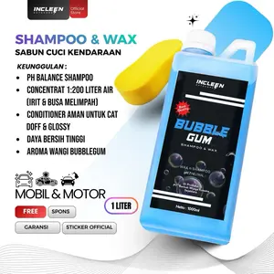 SHAMPOO & WAX BUBBLE GUM PERMEN KARET 1000ML by INCLEEN Auto Care | SABUN CUCI KENDARAAN MOTOR MOBIL