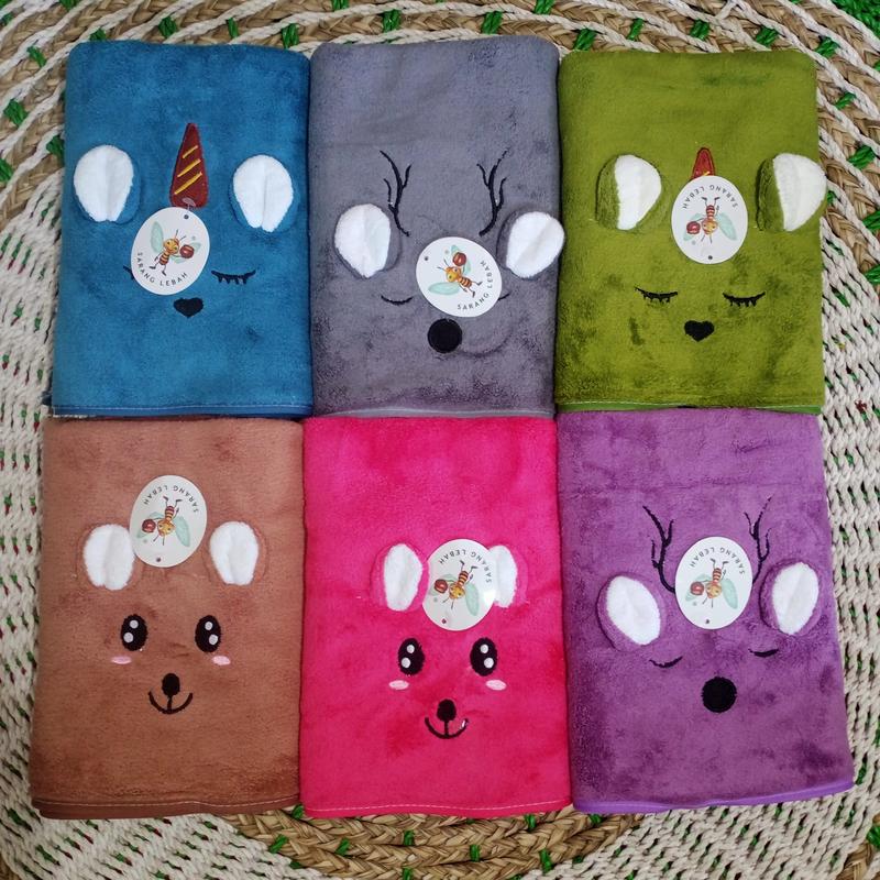 Handuk Mandi bayi Microfiber 50x100 cm Kuping Timbul | Handuk Anak | Premium Souvenir Anak-Anak 0