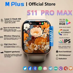 (COD)Jam Tangan Smartwatch S11 Pro Max Jam Pintar Olahraga Bluetooth 2.1"HD AMOLED Display GPS NFC Waterproof Bluetooth Call Smartwatch wanita pria wireless charging Dan Ganti Wallpapper Jam Tangan Smartwatch Jam Tangan Wanita