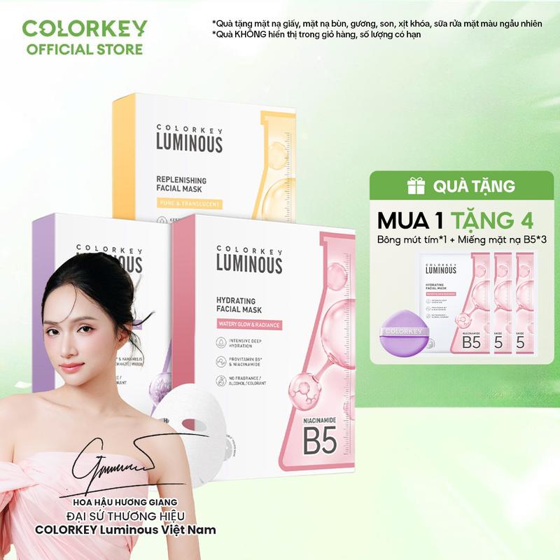 Combo 3 HỘP Mặt Nạ Giấy COLORKEY LUMINOUS Hỗ Trợ Cấp Ẩm Da 10 miếng hộp