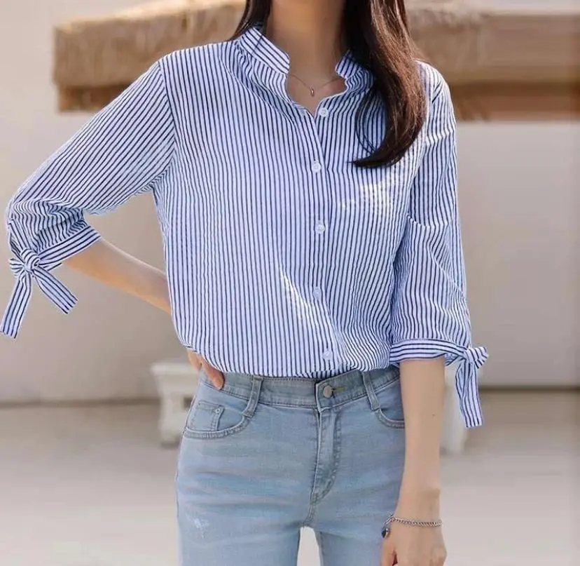 K&KFashion~Aruna Kemeja Blouse/Kemeja Korea Terbaru 2025 Viral/Atasan Lucu/Kemeja Stripe Kekinian/Kemeja Wanita Korean Style