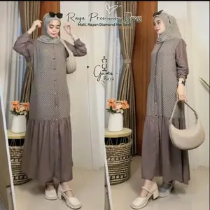 Dress Muslim Gamis Humaira Rayon Diamond Mix Twill Nyaman Dipakai