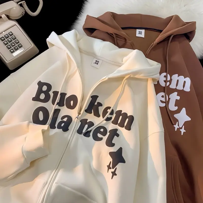 Zipper BUO KEM Y2K korean style harajuku  ullzang jaket hoodie sweater baseball ootd trend fashion viral terbaru anak muda jaman sekarang bigsize oversize pria wanita cewek cowok outfit santai remaja dewasa fleece tebal murah best seler jumbo modern S-6XL 0