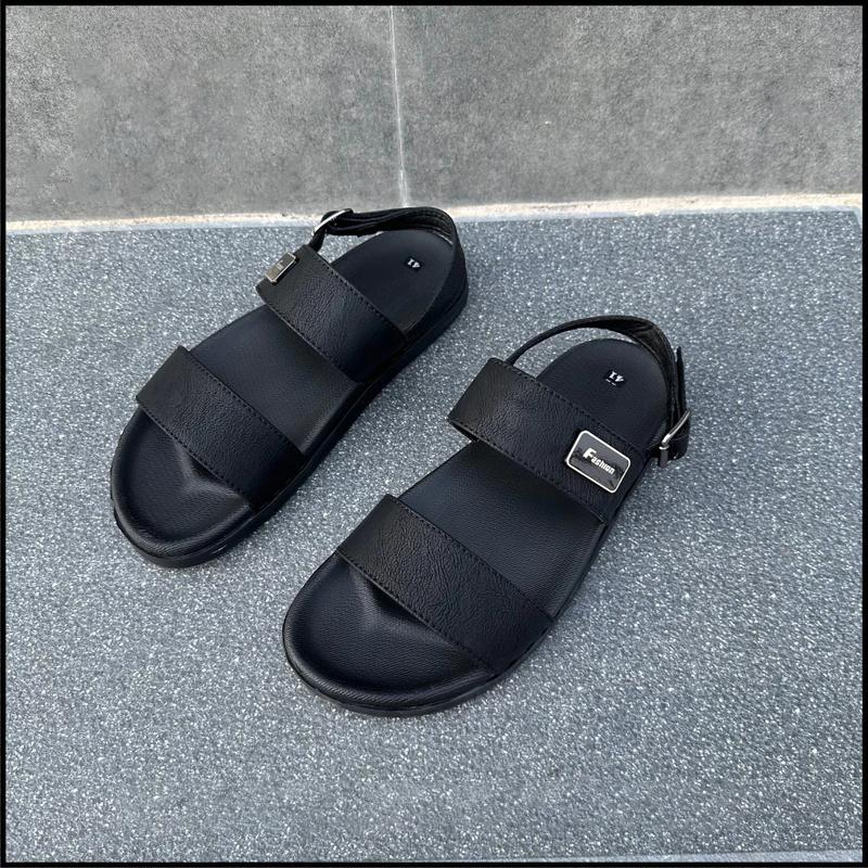 Khâu Quai Miễn Phí Dép da nam quai Hậu Logo FASHION khâu quai chắc chắn đai điều chỉnh tùy ý theo chân đủ size- b.h 6 tháng sp