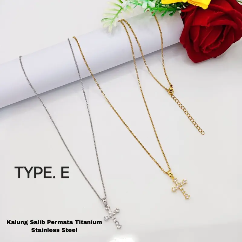 Kalung Titanium Cewek Model Terbaru Gaya Korea kalung  aesthetic Emas Hadiah Silver Wanita 4