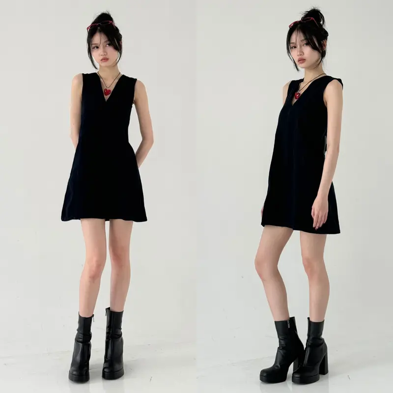 LADOUCE - Calni Denim Dress Jeans Wanita 5